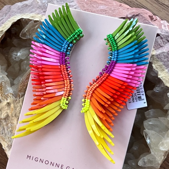 ๐บ๐HP๐๐บ NWT Mignonne Gavigan Madeline Earrings Neon Rainbow - Picture 4 of 16